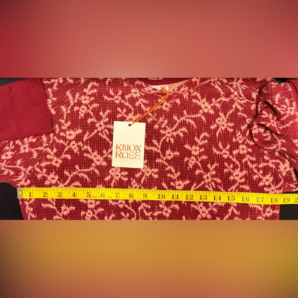 Knox Rose Women's Red and Pink Floral Long Sleeve Top - Picture 6 of 6